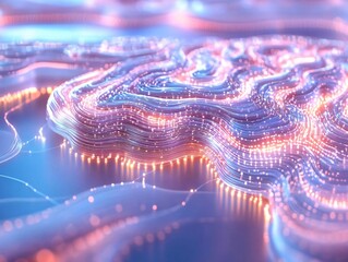 Wall Mural - a vibrant abstract illustration featuring flowing lines and glowing lights, creating a mesmerizing v