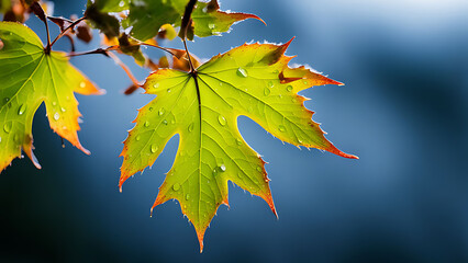 water droplets on a leaf, a single object with an isolated background, fresh and vibrant appearance