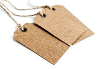 Canvas Print - Two brown paper tags attached to a string on a white surface