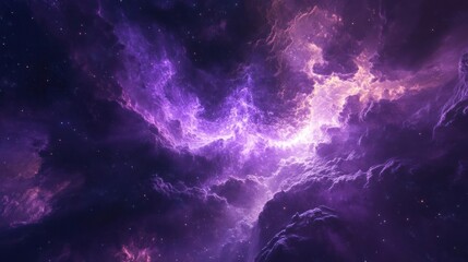 Wall Mural - A beautiful image depicting a vivid purple nebula set against the backdrop of a star-studded night s