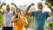 © N7 - Happy Indian Seniors Exercising in Park
