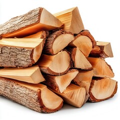 Pile of firewood isolated on a white background