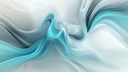 Canvas Print - Sophisticated abstract background with a smooth mix of gray and vibrant aquamarine swirls.