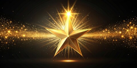 golden starburst shining brightly on dark background, symbolizing award achievement and success