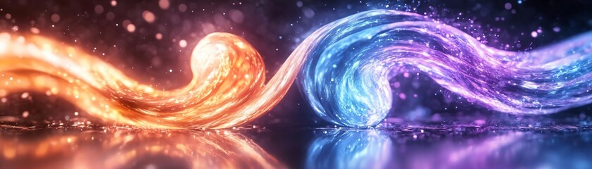 Wall Mural - vibrant swirls of orange and purple light dance together, creating a mesmerizing abstract background
