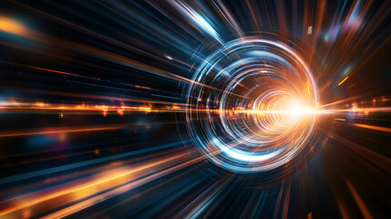 Wall Mural - Abstract Light Tunnel: Modern, Futuristic Design, Perfect for Tech and Innovation