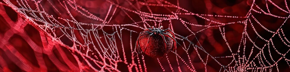 Detailed crimson red spider webs add intricate charm to Halloween.