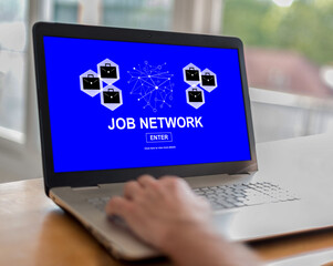 Sticker - Job network concept on a laptop