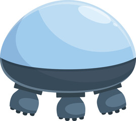 Wall Mural - cartoon spaceship with a blue dome is hovering on four legs