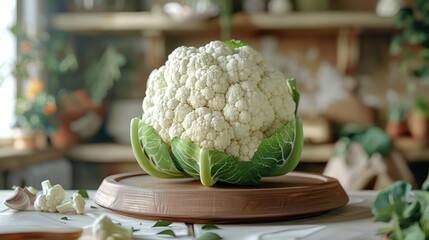 Canvas Print - a head of cauliflower sitting on top of a table