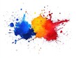 © Ламина Акулова - Vibrant paint splash in blue, yellow, and red on white background for creative design