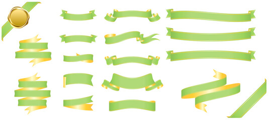 Wall Mural - green ribbon banner design material