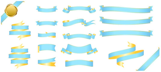 Wall Mural - light blue ribbon banner design material