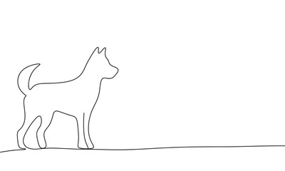 Wall Mural - Dog silhouette one line continuous. Hand drawn vector art