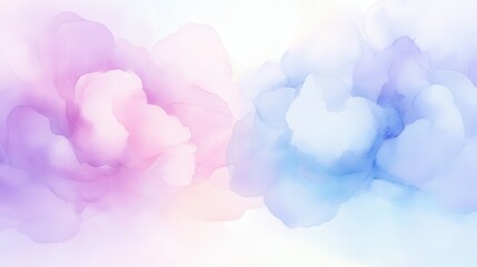 Two flowers with pink and blue petals. The flowers are in the air and are surrounded by a white background