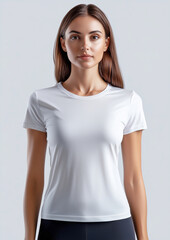 Canvas Print - a woman wearing a white T-shirt, mock up 