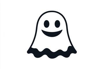 charming ghost face icon in minimalist black vector style, perfect for simple halloween-themed graph