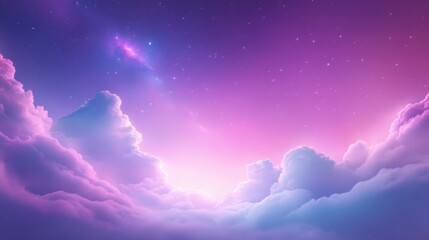 Wall Mural - A beautiful purple sky with clouds and stars. The sky is filled with a sense of wonder and mystery