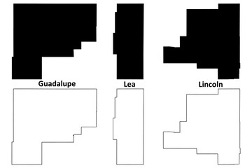 Wall Mural - Lincoln, Lea and Guadalupe County, New Mexico (U.S. county, United States of America, USA, U.S., US) map vector illustration, scribble sketch map