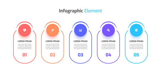 Minimal Business Infographic Template Thin Line with Circle Label Icon and 5 Number for Presentation