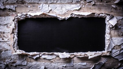 Poster - Torn Wall with Black Background