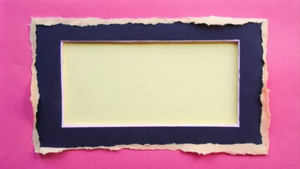 Poster - Torn Paper Frame on a Pink Background