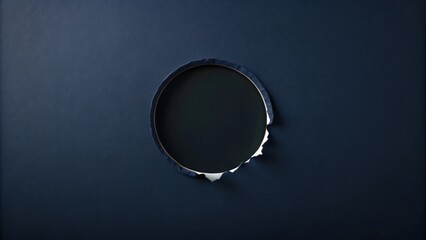 Wall Mural - Circular Hole in Blue Paper with Ripped Edges