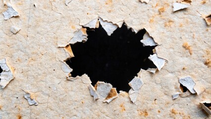 Wall Mural - Close-up of a Hole in Weathered Paper