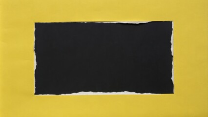 Poster - Torn Black Paper on a Yellow Background