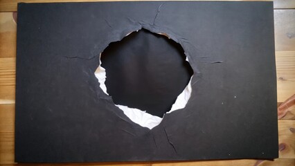 Poster - Circular Hole Torn in Black Paper Sheet