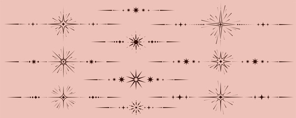 Wall Mural - magic vector border with celestial stars. astrology fantasy decorative ornament. divider with mystic