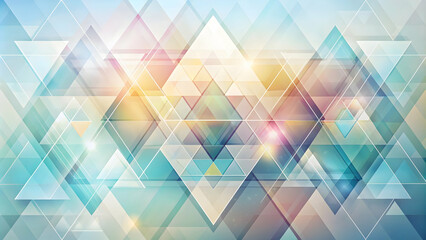 Poster - Abstract Geometric Triangles:  A mesmerizing abstract pattern of overlapping triangles in vibrant hues of blue, orange, and pink. The soft, watercolor-like effect creates a sense of depth and movement