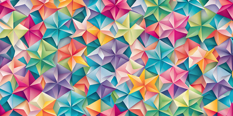 Canvas Print - kaleidoscope of geometry: a vibrant, seamless pattern of multi-colored geometric shapes, ideal for m