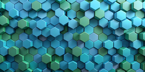 Poster - Abstract Hexagon Pattern in Teal and Blue  