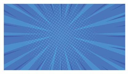 Poster - Comic cartoon abstract scene background. empty template with rays and halftone effect. vector illustration