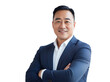 © sinseeho - Successful Asian businessman with suit and arms crossed, isolated on transparent background.