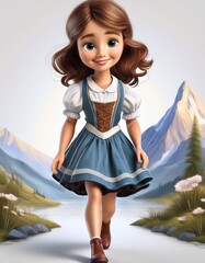 Canvas Print -  Octoberfest girl in a dress