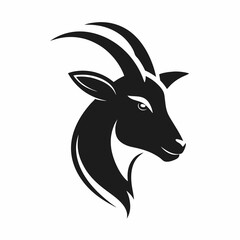 Sticker - Goat head minimal logo, Goat face silhouette vector illustration