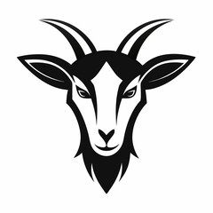 Sticker - Goat head minimal logo, Goat face silhouette vector illustration