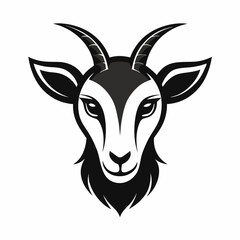 Sticker - Goat head minimal logo, Goat face silhouette vector illustration