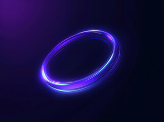 Wall Mural - Abstract glowing neon ring of light on a dark background.
