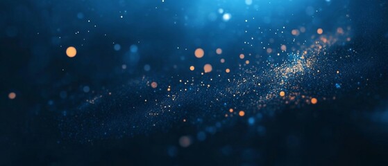 Poster - Festive celebration holiday christmas, new year, new year's eve background banner template illustration - Abstract glitter bokeh lights texture . dark blue. de-focused