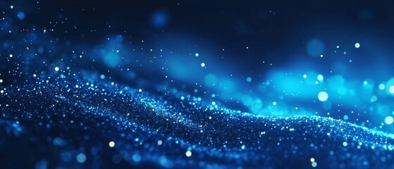 Poster - Festive celebration holiday christmas, new year, new year's eve background banner template illustration - Abstract glitter bokeh lights texture . dark blue. de-focused