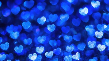 Sparkling blue heart bokeh background for romantic design