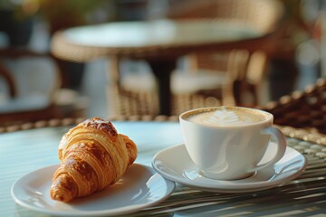 Coffee and Croissant on a Sunny Morning