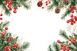 © Oksana - Christmas holiday frame in red, white and green colors with copy space for text