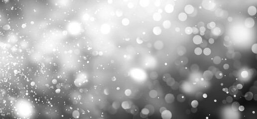 abstract silver bokeh background with white snow fall