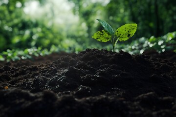 New Plant Sprout Growing in Fertile Soil