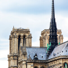 Notre Dame gothic cathedral detail France, Paris