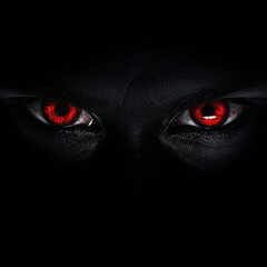 Wall Mural - red eyes of the person in the darkness